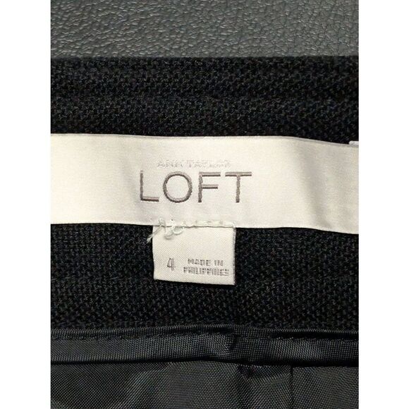 Ann Taylor Loft Women Black Straight Fit Decorative Button Zip Pencil Skirt 4 - Picture 3 of 6